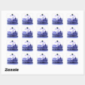 STICKER CARRÉ CHARIOT BLEU DE SWANS /CUPCAKES BABY SHOWER GARÇON (Feuille)