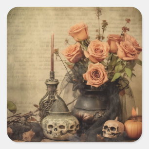 Sticker Carré Chariot Halloween vintage (4)