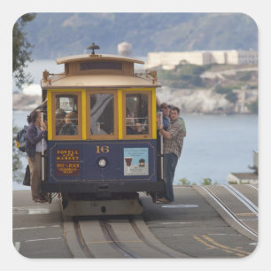 Sticker Carré Chariots de téléphérique sur Hyde Street à San