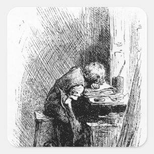 Sticker Carré Charles Dickens à l'usine Black et