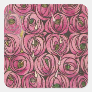 Sticker Carré Charles Rennie Mackintosh - Roses