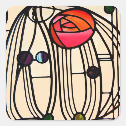 Sticker Carré Charles Rennie Mackintosh Vitrail (Devant)