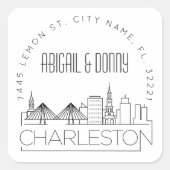 Sticker Carré Charleston Mariage | Sceau d'enveloppe préadressé (Devant)