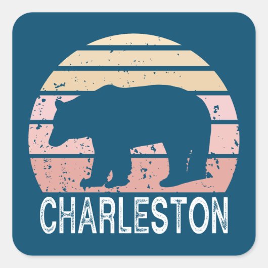 Sticker Carré Charleston West Virginie Retro Bear (Devant)