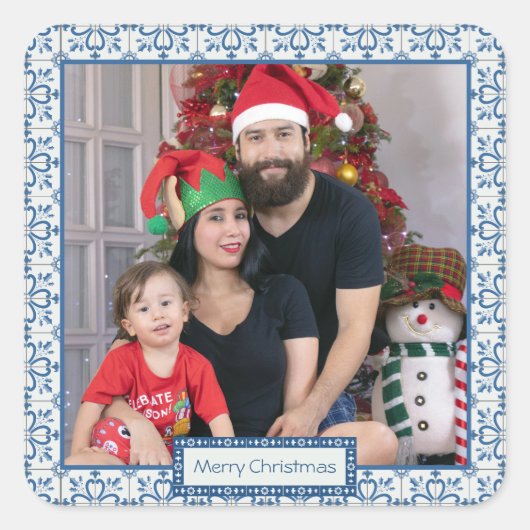 Sticker Carré Charleterie de Noël et pétales de fleurs (Devant)