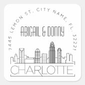 Sticker Carré Charlotte Mariage | Sceau d'enveloppe préadressé (Devant)