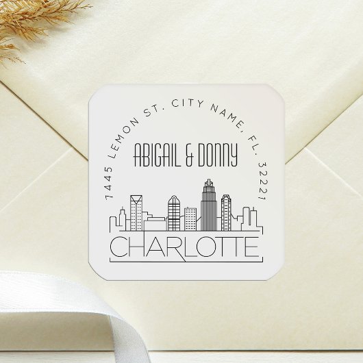 Sticker Carré Charlotte Mariage | Sceau d'enveloppe préadressé