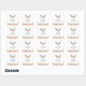 Sticker Carré Charm rose Fleurs rousses Antlers Mariage Monogram (Feuille)