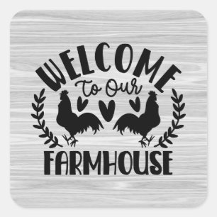 Sticker Carré charmant Carré de bienvenue ferme de campagne