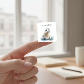 Sticker Carré Charmant chiot phoque à l'aquarelle, sur mesure