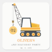 Sticker Carré Charmant véhicule de grue de construction n'import (Devant)