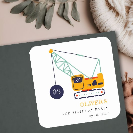 Sticker Carré Charmant véhicule de grue de construction n'import