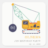 Sticker Carré Charmant véhicule de grue de construction n'import (Devant)