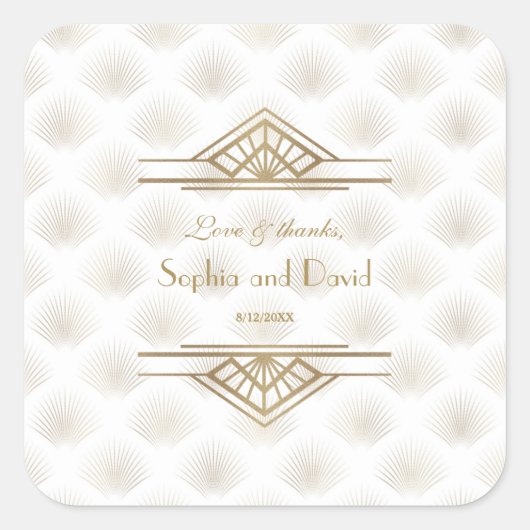 Sticker Carré Charmante Gold Great Gatsby Art Déco Mariage des a (Devant)
