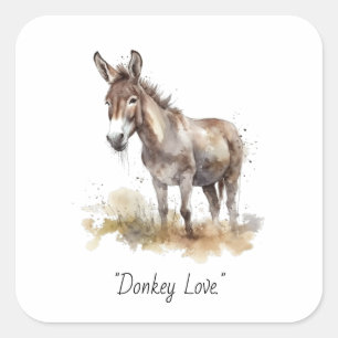Sticker Carré Charmante Serenity Donkey, personnalisé