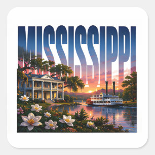 Sticker Carré Charme du Sud de l'Héritage du Fleuve Mississippi