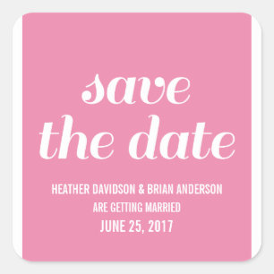 Sticker Carré Charme Enregistrer la date Stickers, rose