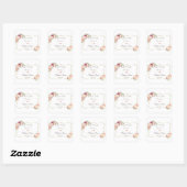 Sticker Carré Charme Or Blush rose Floral Baptême (Feuille)