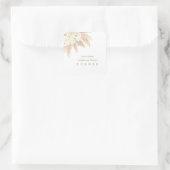 Sticker Carré Charme Roses Blanches Pampas Mariage en herbe (Sac)