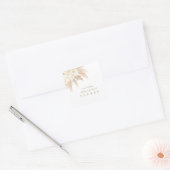 Sticker Carré Charme Roses Blanches Pampas Mariage en herbe (Enveloppe)