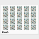 Sticker Carré Charming Chickadee Bird (Feuille)