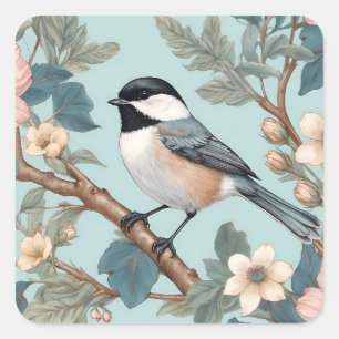 Sticker Carré Charming Chickadee Bird