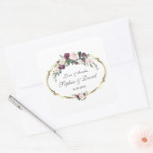 Sticker Carré Charming or Bourgogne Blush Floral Mariage (Enveloppe)