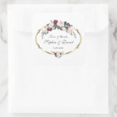 Sticker Carré Charming or Bourgogne Blush Floral Mariage (Sac)