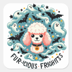 Sticker Carré Charming Poodle Frights : Fun féroce de fourrure d