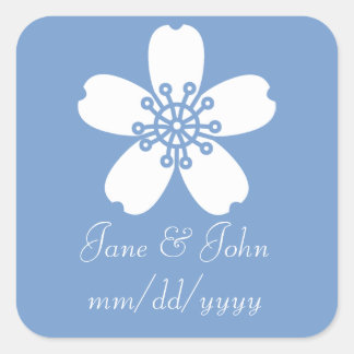 Sticker Carré Charming Sakura dans l'autocollant Periwinkle