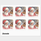 Sticker Carré Charming Santa Claus Rudolph Personalized Kids (Feuille)