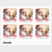 Sticker Carré Charming Santa Rudolph Personalized Christmas Kids (Feuille)