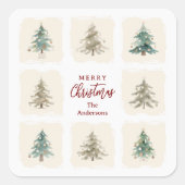 Sticker Carré Charming Scandinavian Nordic Style Christmas Trees (Devant)