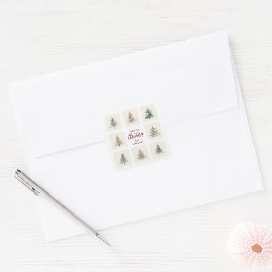 Sticker Carré Charming Scandinavian Nordic Style Christmas Trees (Enveloppe)