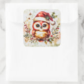 Sticker Carré Charming Vintage Christmas Owl (Sac)