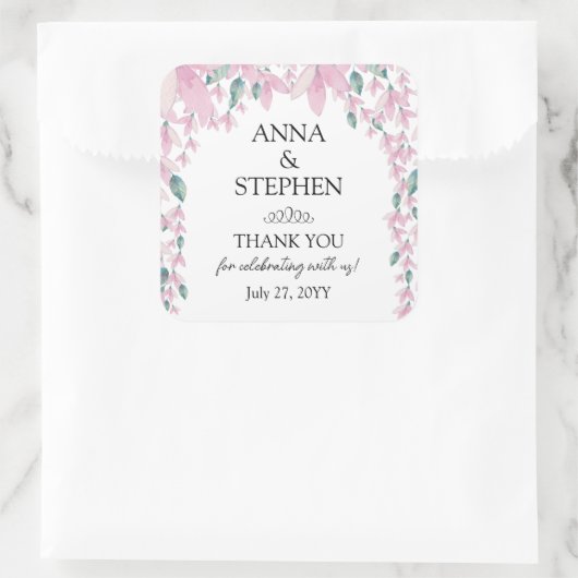 Sticker Carré Charming Wisteria Floral Mariage (Sac)