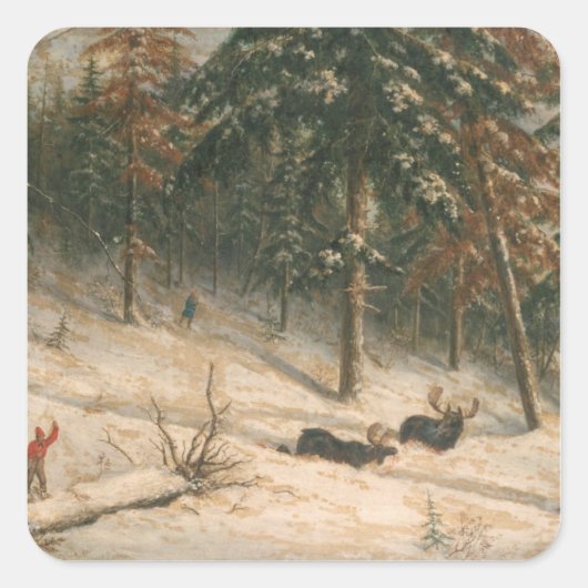 Sticker Carré Chasse à l'orignal (Devant)