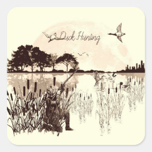 Sticker Carré Chasse au canard