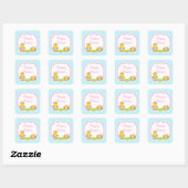 Sticker Carré Chasse aux œufs de Pâques aux chevrons bleus migno (Feuille)