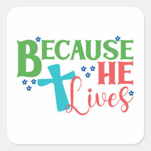 Sticker Carré Chasse aux oeufs de Pâques ! Sainte