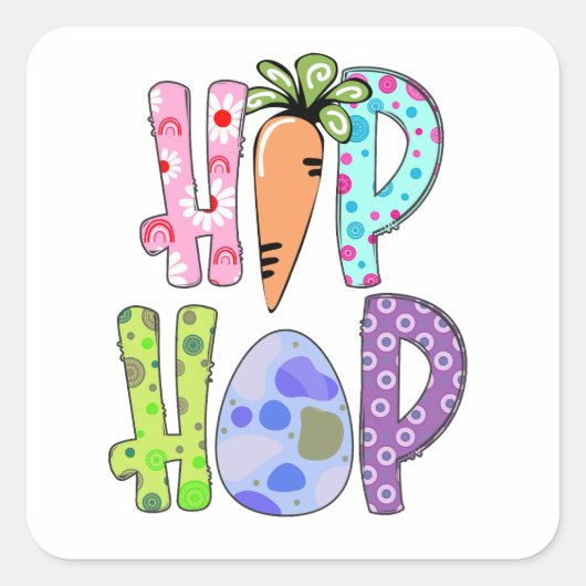 Sticker Carré Chasse aux oeufs de Pâques - Vacances (Devant)