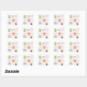 Sticker Carré Chasse aux oeufs de Pâques Wavy Checkerboard Bunny (Feuille)