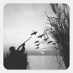 Sticker Carré Chasse de canard d'homme