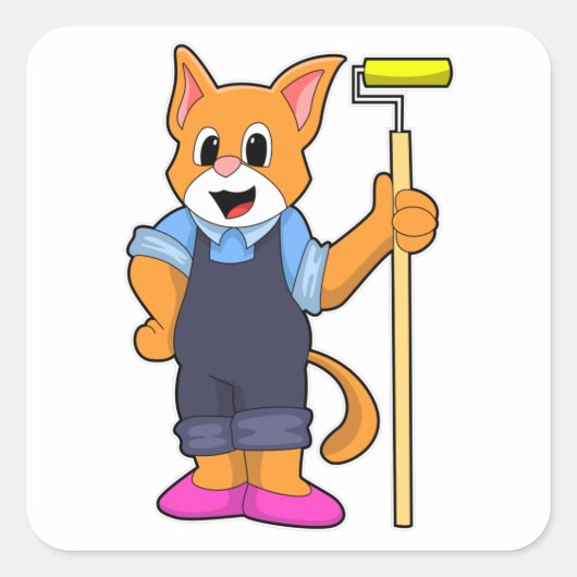 Sticker Carré Chat à Papier peint avec rouleau de pression (Devant)