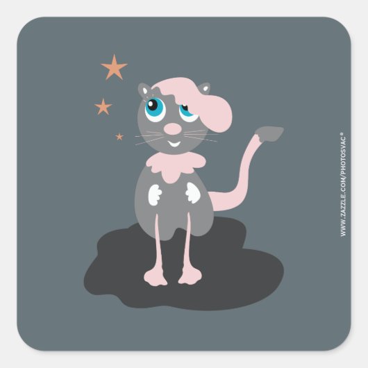 Sticker Carré Chat à pied (Devant)
