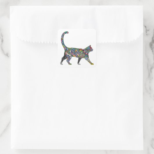 Sticker Carré Chat Abstrait (Sac)