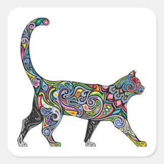 Sticker Carré Chat Abstrait