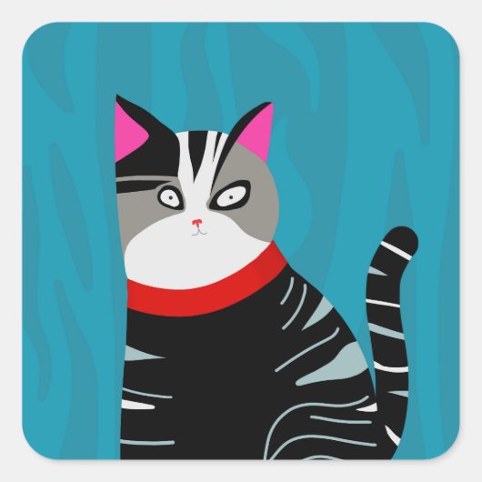 Sticker Carré Chat Abstrait (Devant)