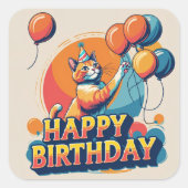 Sticker Carré Chat abyssinien coloré (Devant)