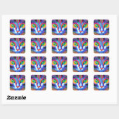 Sticker Carré Chat Ai Généré Vert Oyé Coloré (Feuille)